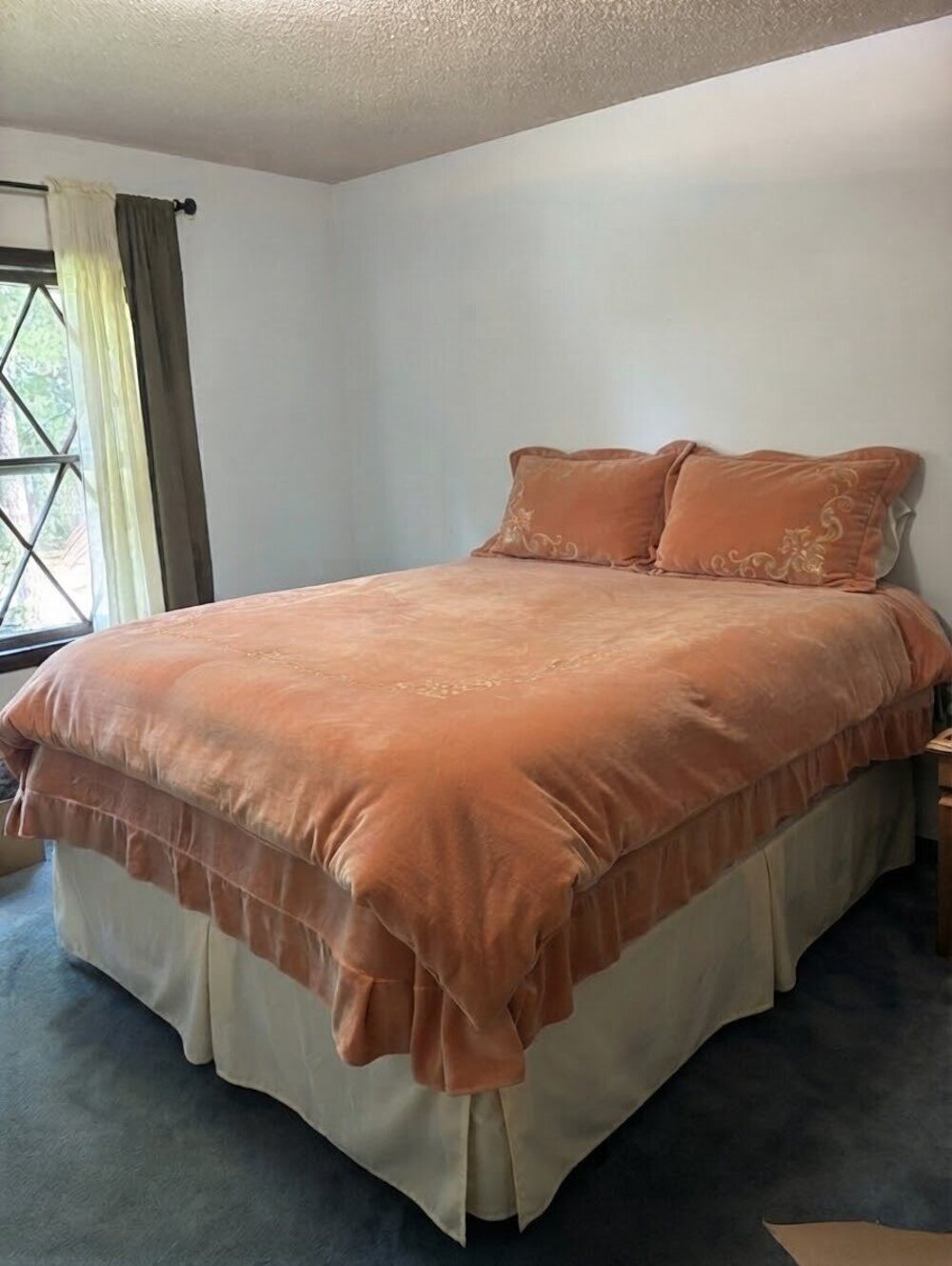 Queen coral Velour Bedspread and Duvet shams Set 4-Piece